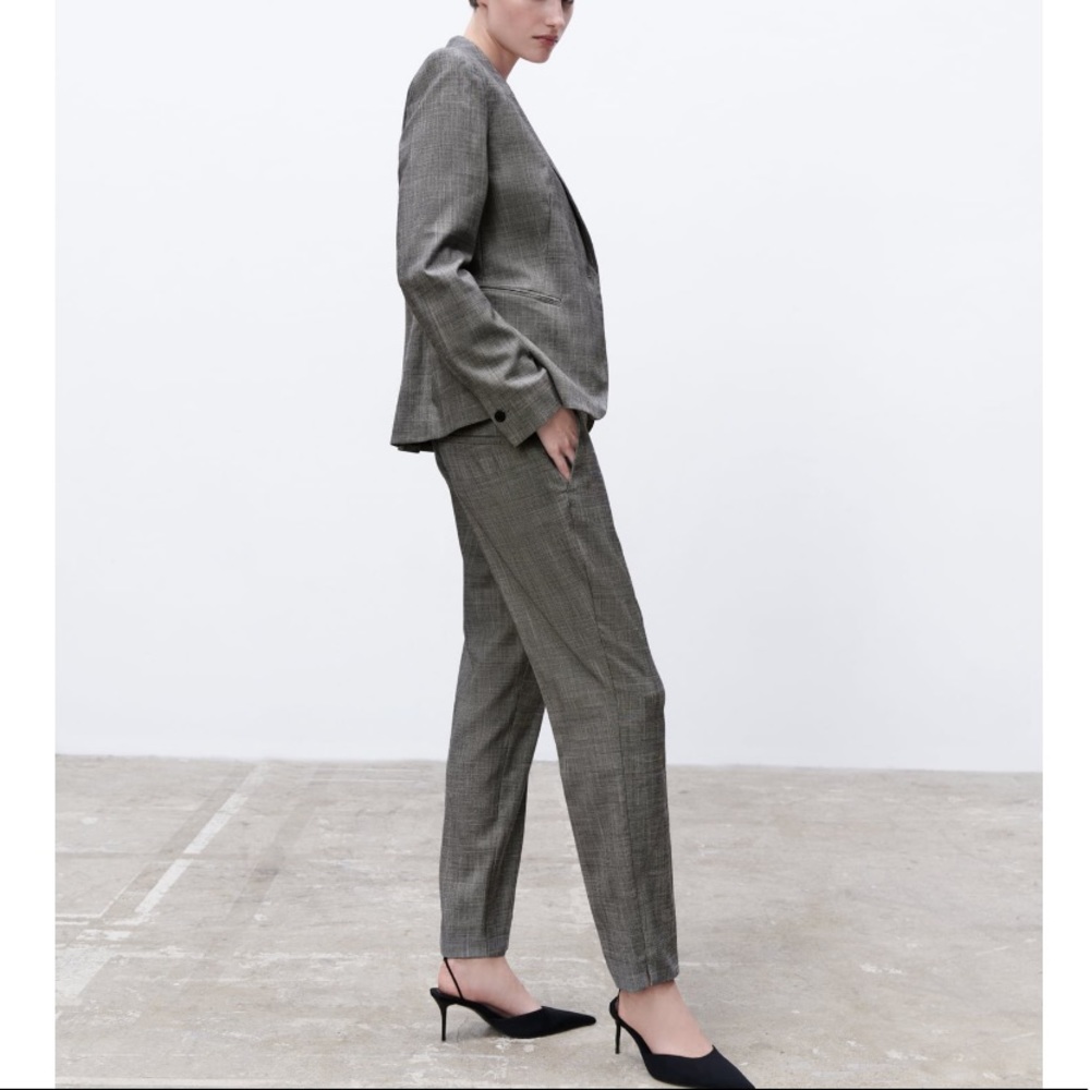 NEW! Zara SUIT SET Plaid Blazer with Cigarette Pants - Picture 5 of 16